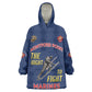 African American Heroes Wearable Blanket Hoodie Montford Point Marines - Blue - African Pride