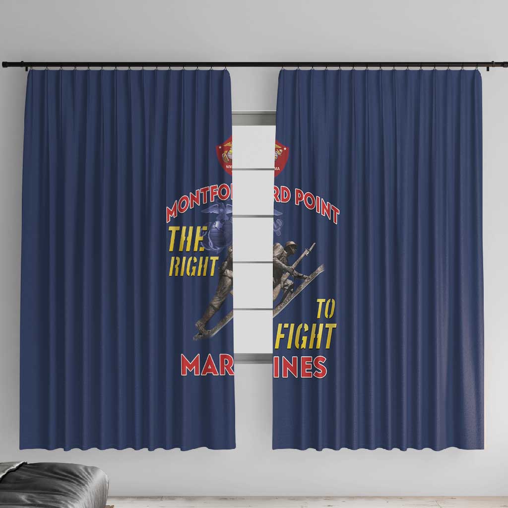 African American Heroes Window Curtain Montford Point Marines - Blue - African Pride