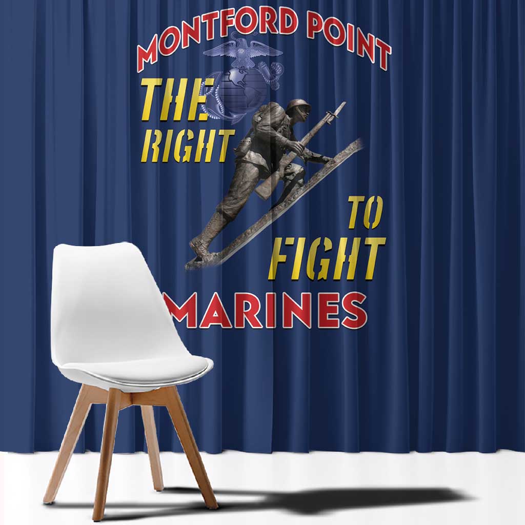 African American Heroes Window Curtain Montford Point Marines - Blue - African Pride