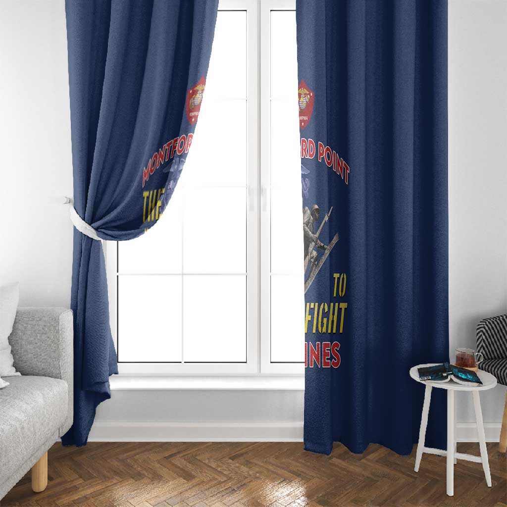 African American Heroes Window Curtain Montford Point Marines - Blue - African Pride