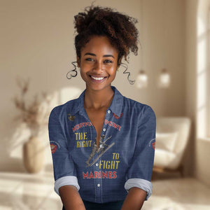 African American Heroes Women Casual Shirt Montford Point Marines - Blue - African Pride