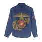 African American Heroes Women Casual Shirt Montford Point Marines - Blue - African Pride