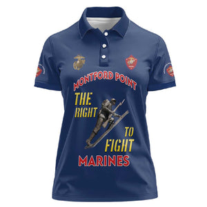 African American Heroes Women Polo Shirt Montford Point Marines - Blue - African Pride