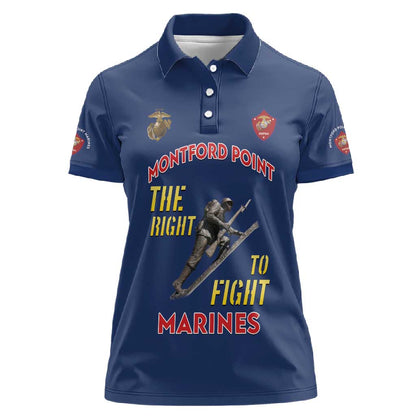 African American Heroes Women Polo Shirt Montford Point Marines - Blue - African Pride