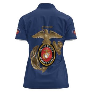 African American Heroes Women Polo Shirt Montford Point Marines - Blue - African Pride