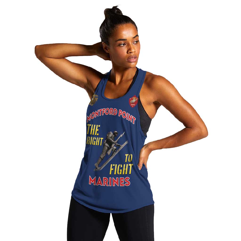 African American Heroes Women Racerback Tank Montford Point Marines - Blue - African Pride