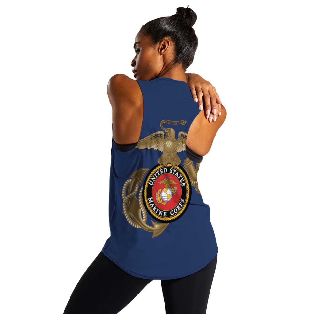 African American Heroes Women Racerback Tank Montford Point Marines - Blue - African Pride