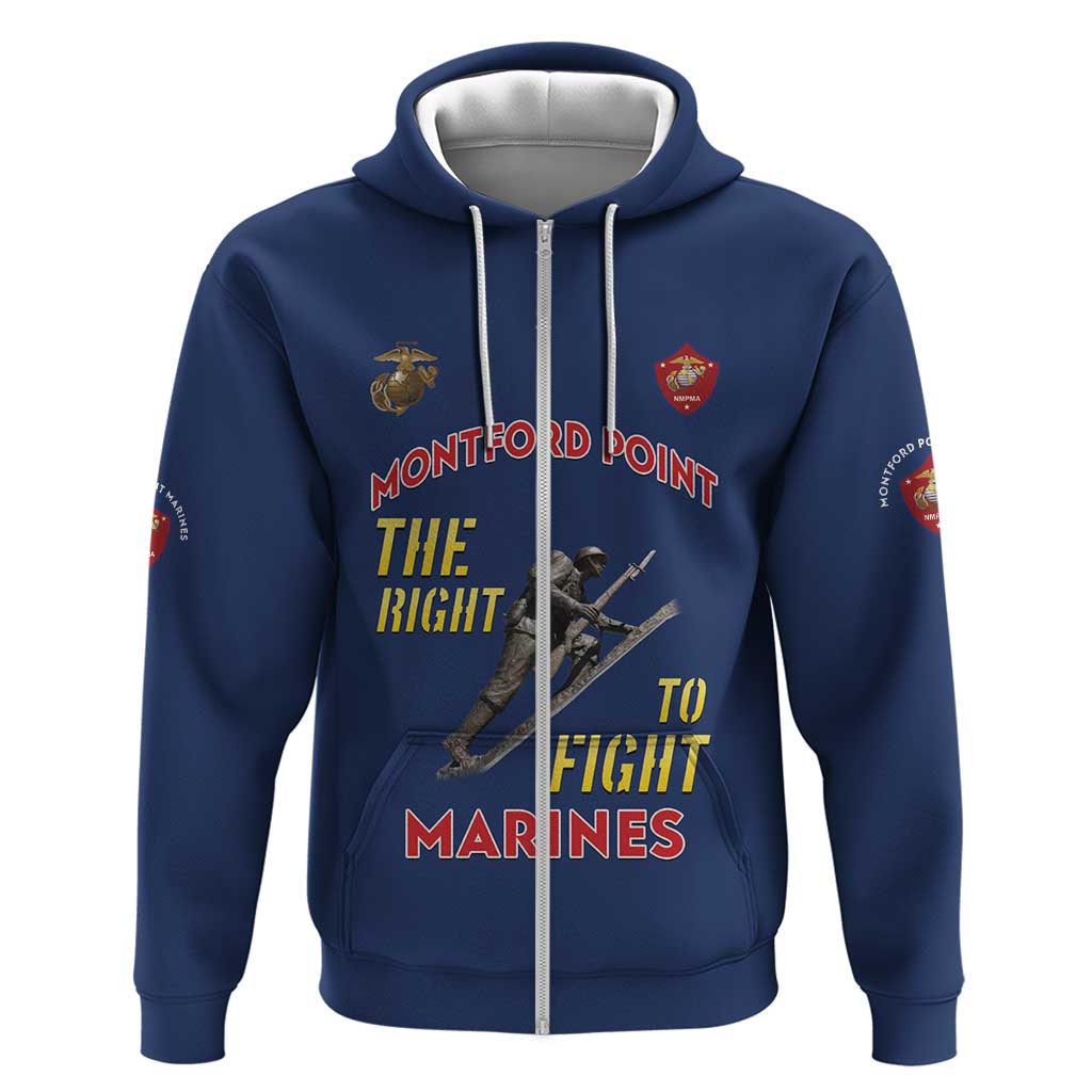 African American Heroes Zip Hoodie Montford Point Marines - Blue - African Pride