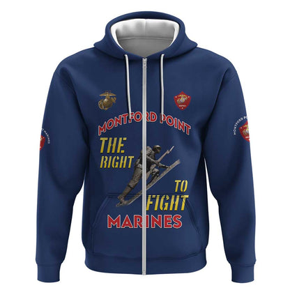 African American Heroes Zip Hoodie Montford Point Marines - Blue - African Pride