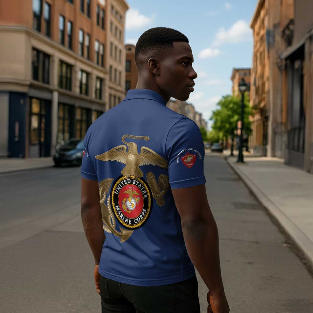 Montford Point Marines Zipper Polo Shirt The Right To Fight - Blue