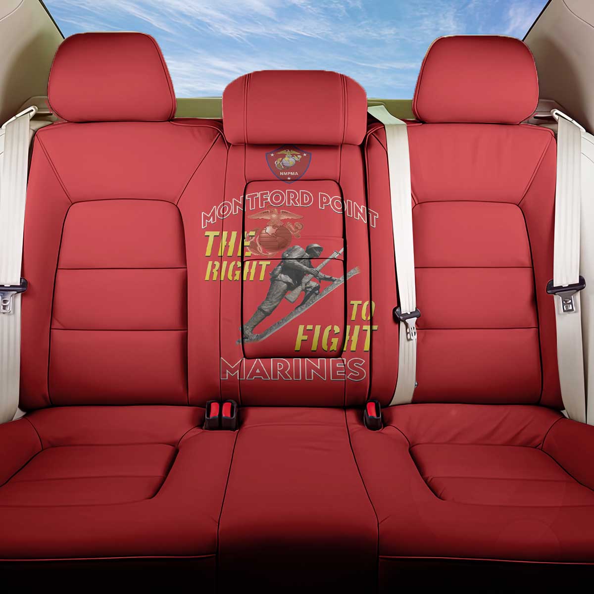 African American Heroes Back Car Seat Cover Montford Point Marines - Red - African Pride