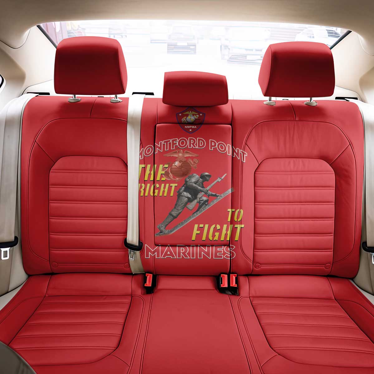 African American Heroes Back Car Seat Cover Montford Point Marines - Red - African Pride