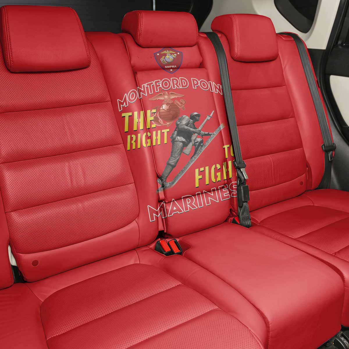 African American Heroes Back Car Seat Cover Montford Point Marines - Red - African Pride