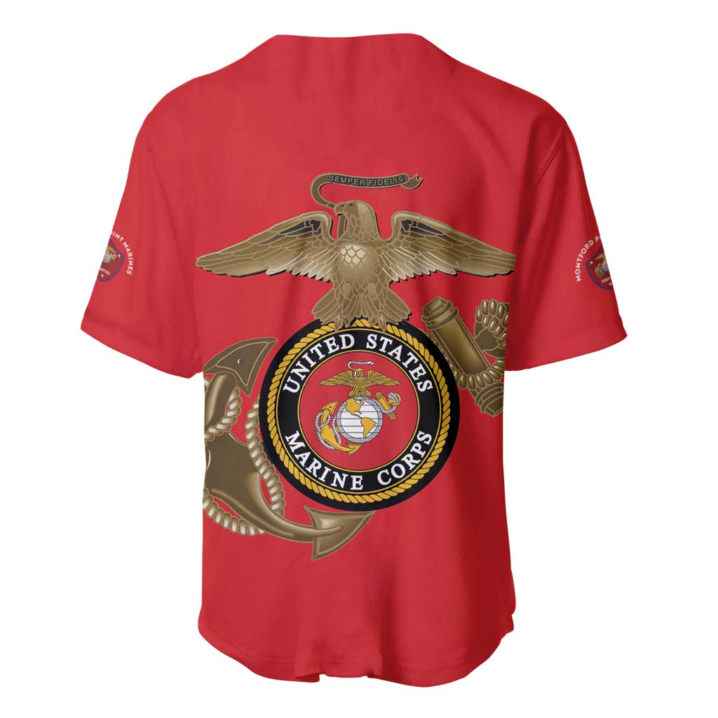 African American Heroes Baseball Jersey Montford Point Marines - Red - African Pride