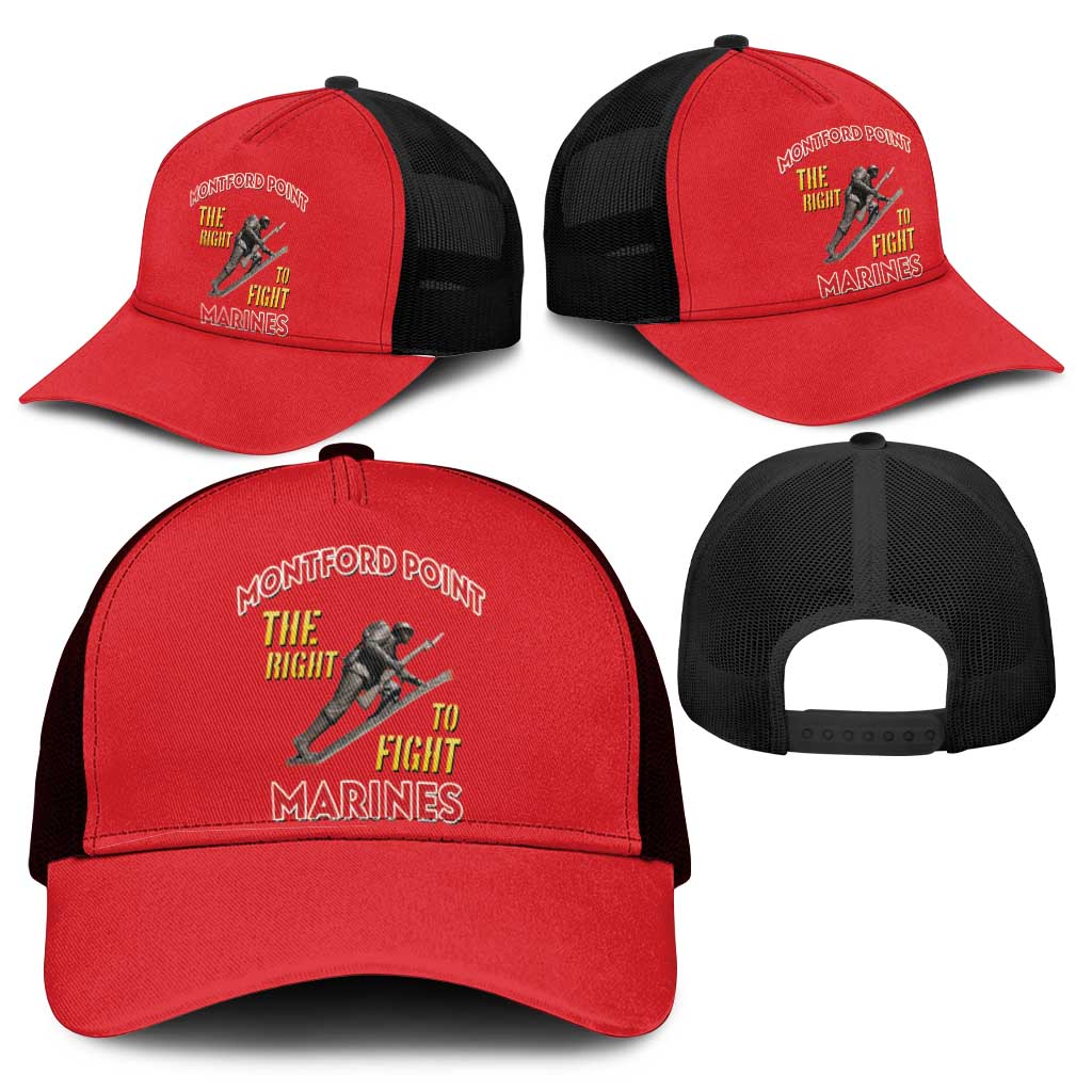 Montford Point Marines Baseball Net Cap The Right To Fight - Red - African Pride