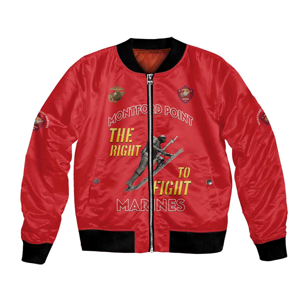 African American Heroes Bomber Jacket Montford Point Marines - Red - African Pride