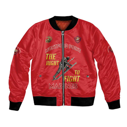 African American Heroes Bomber Jacket Montford Point Marines - Red - African Pride