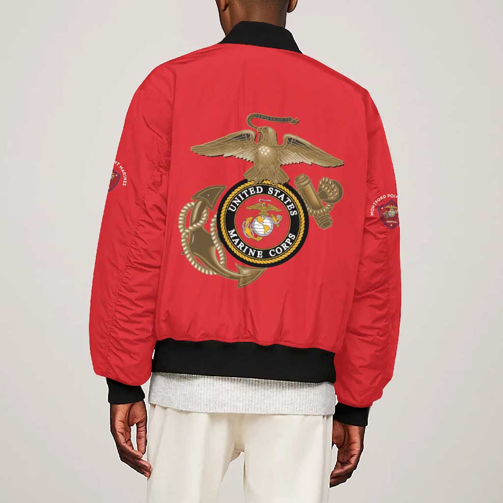 African American Heroes Bomber Jacket Montford Point Marines - Red - African Pride