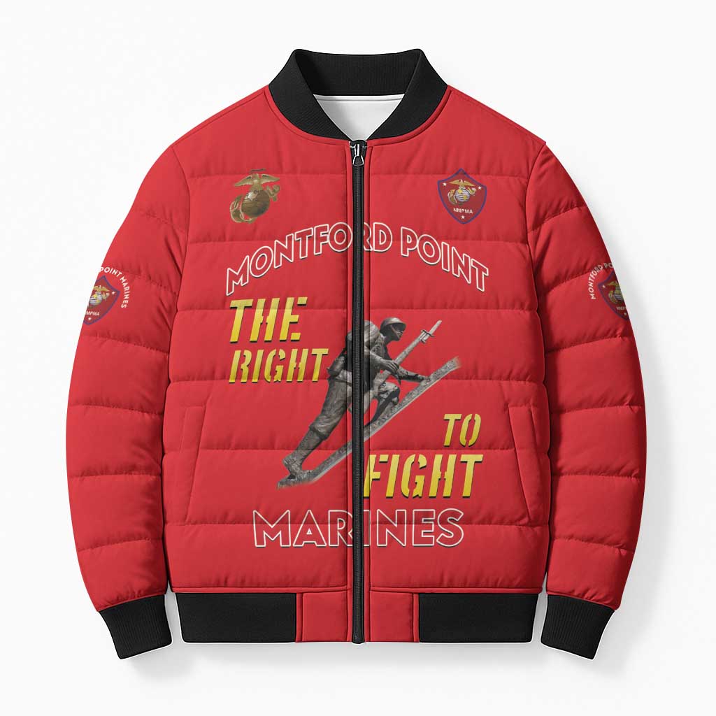 Montford Point Marines Bomber Puffer Jacket The Right To Fight - Red