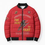 Montford Point Marines Bomber Puffer Jacket The Right To Fight - Red