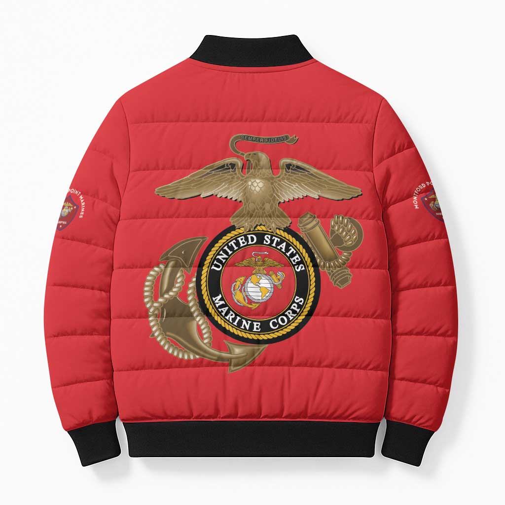Montford Point Marines Bomber Puffer Jacket The Right To Fight - Red