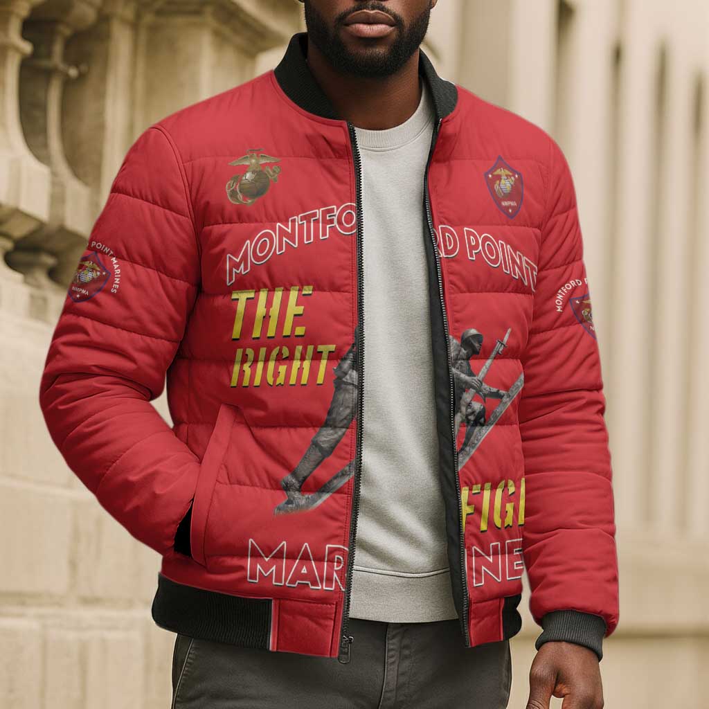 Montford Point Marines Bomber Puffer Jacket The Right To Fight - Red