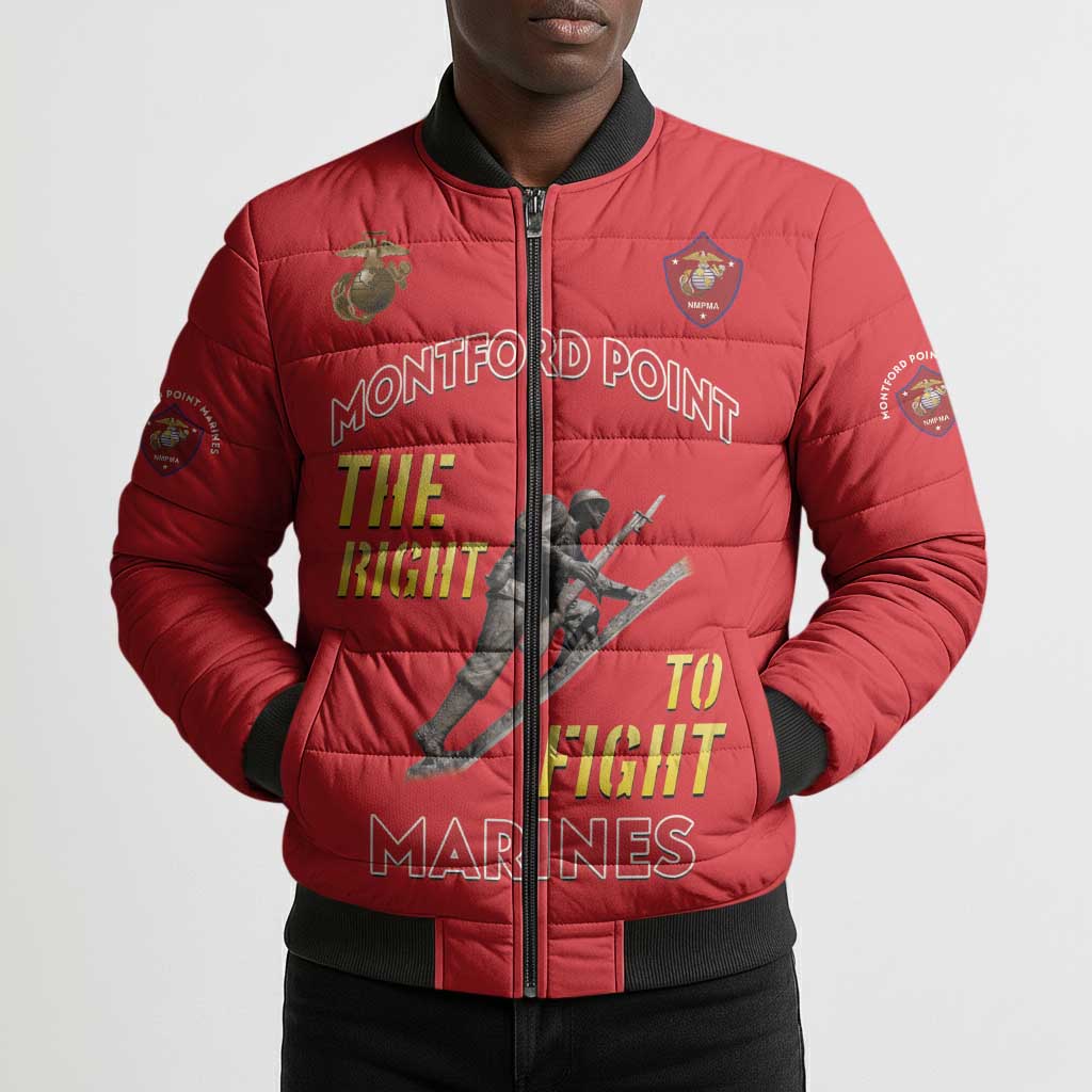 Montford Point Marines Bomber Puffer Jacket The Right To Fight - Red