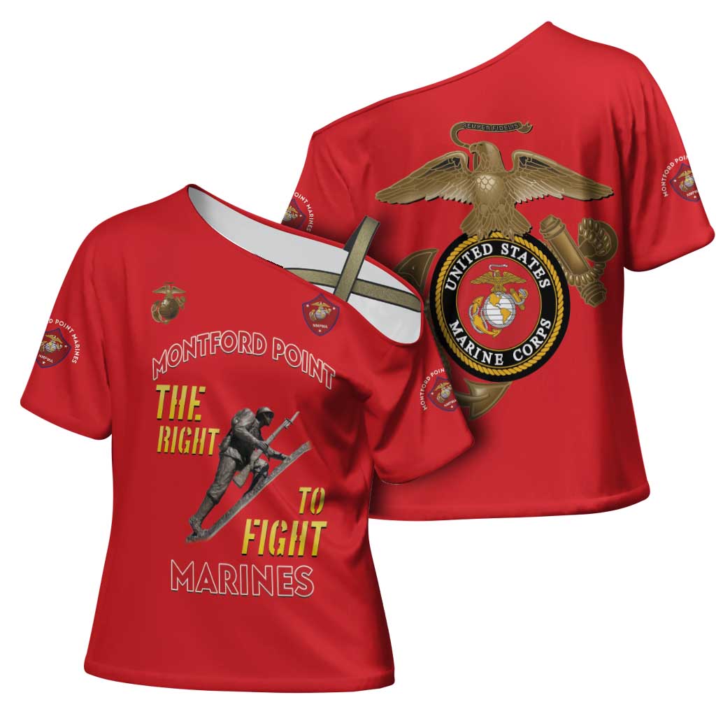 Montford Point Marines Cross Shoulder Shirt The Right To Fight - Red