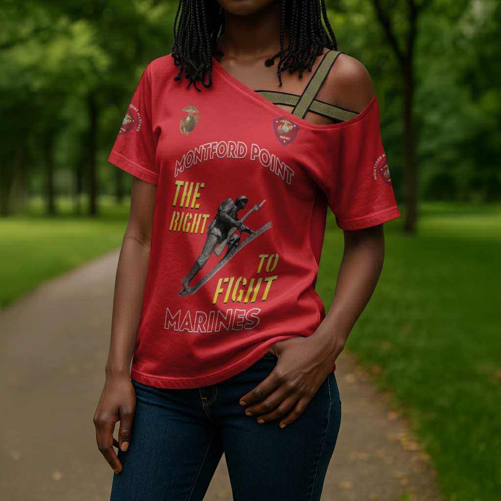 Montford Point Marines Cross Shoulder Shirt The Right To Fight - Red