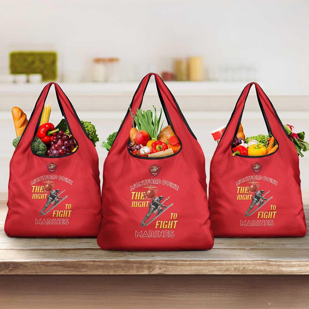 African American Heroes Grocery Bag Montford Point Marines - Red - African Pride