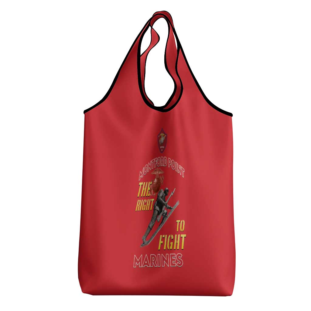 African American Heroes Grocery Bag Montford Point Marines - Red - African Pride