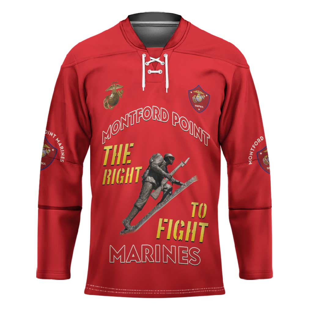Montford Point Marines Hockey Jersey The Right To Fight - Red