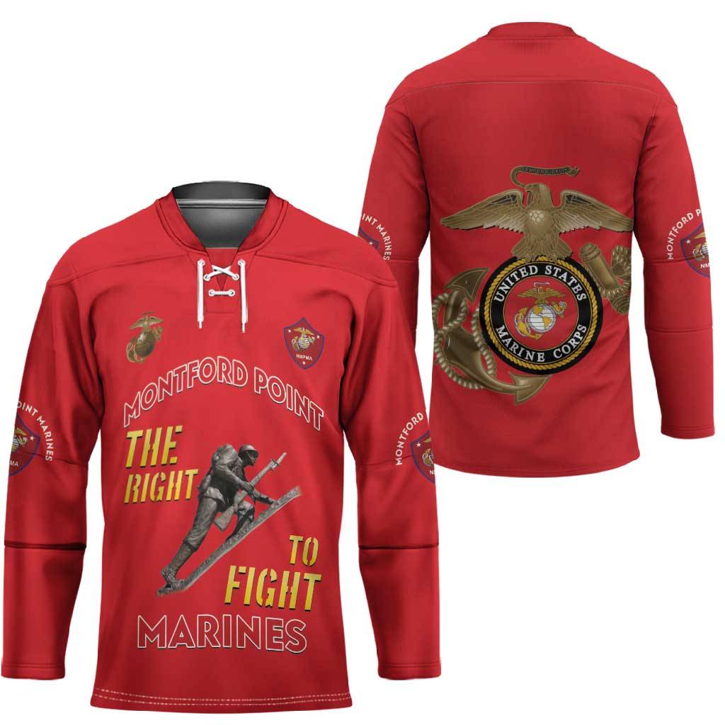 Montford Point Marines Hockey Jersey The Right To Fight - Red