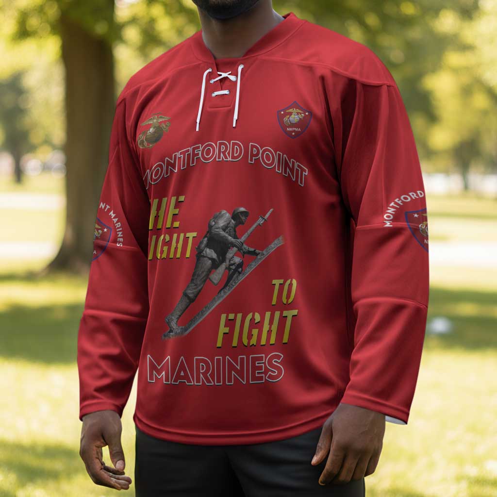 Montford Point Marines Hockey Jersey The Right To Fight - Red