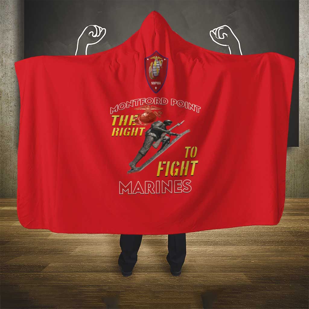 African American Heroes Hooded Blanket Montford Point Marines - Red - African Pride