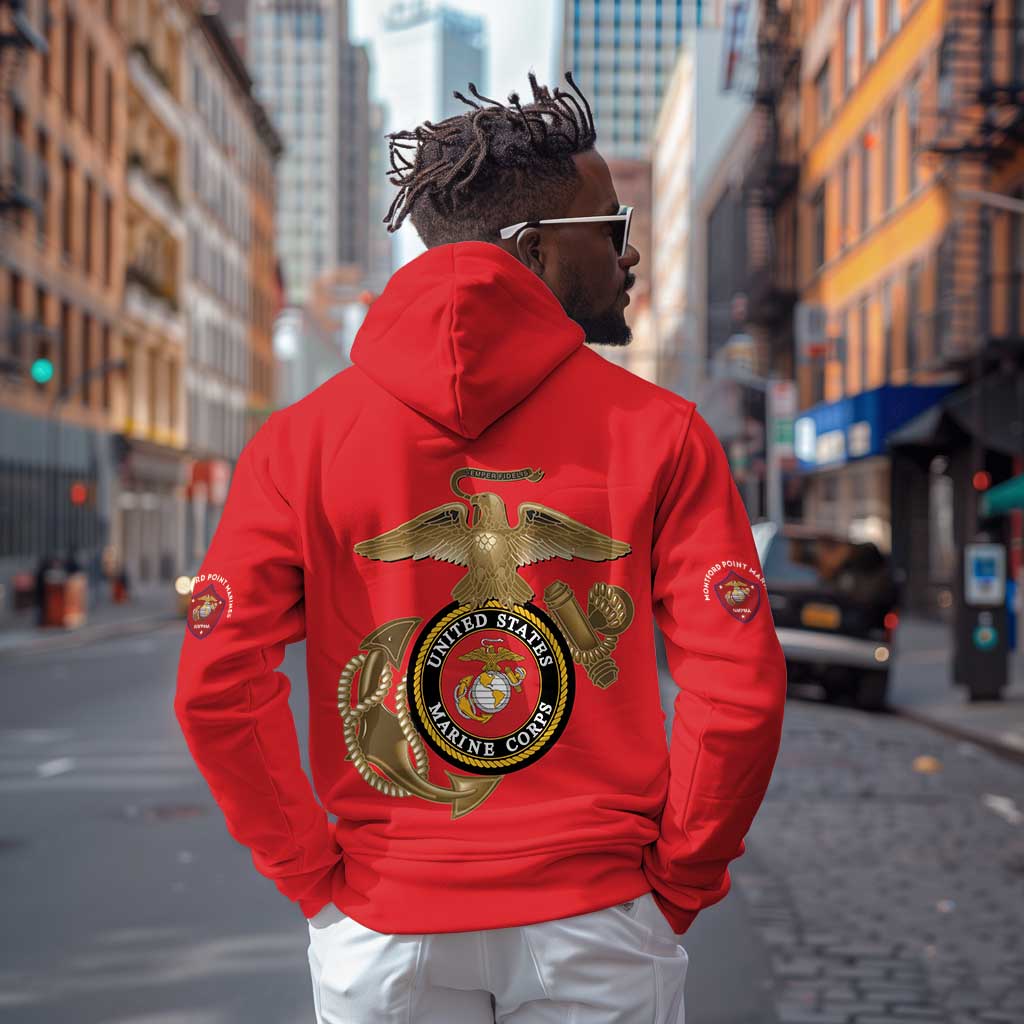 African American Heroes Hoodie Montford Point Marines - Red - African Pride