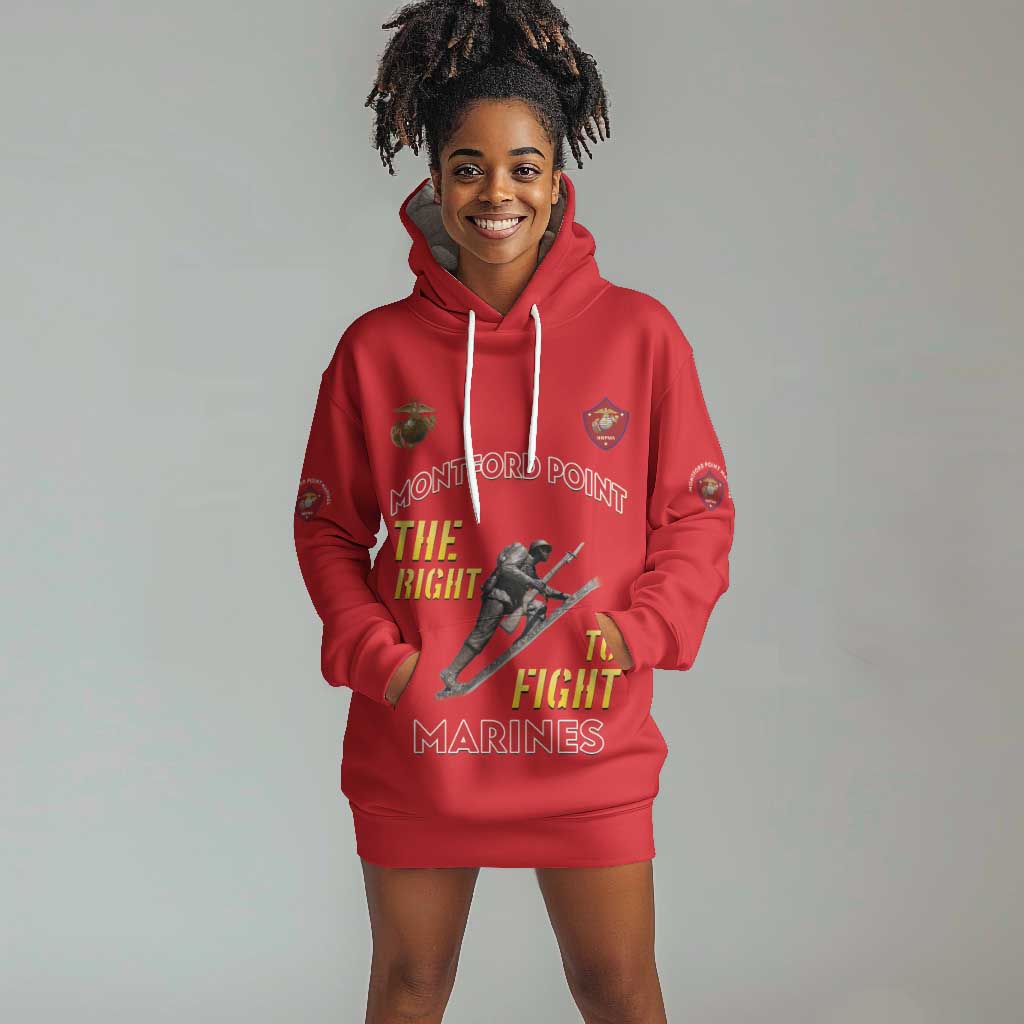 African American Heroes Hoodie Dress Montford Point Marines - Red - African Pride