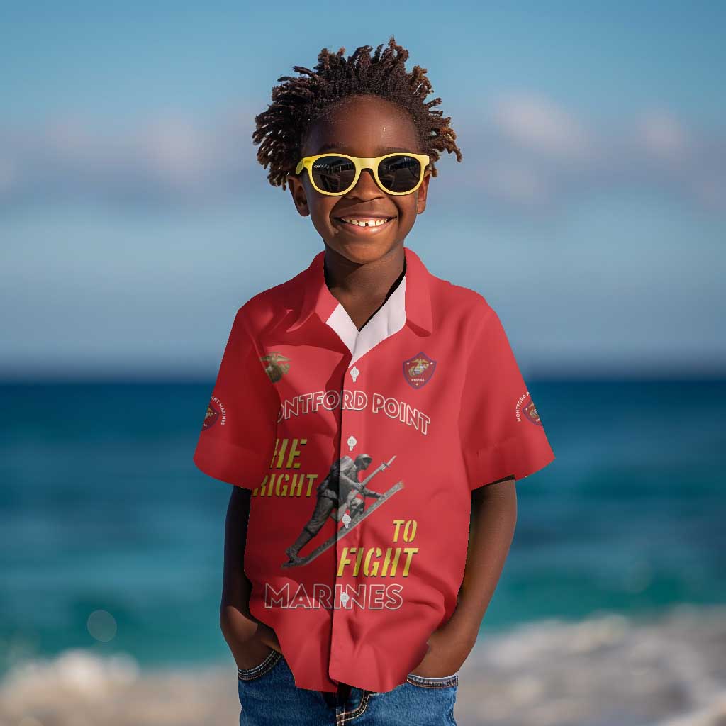 African American Heroes Kid Hawaiian Shirt Montford Point Marines - Red - African Pride