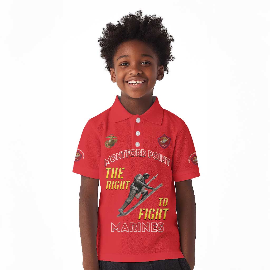 African American Heroes Kid Polo Shirt Montford Point Marines - Red - African Pride