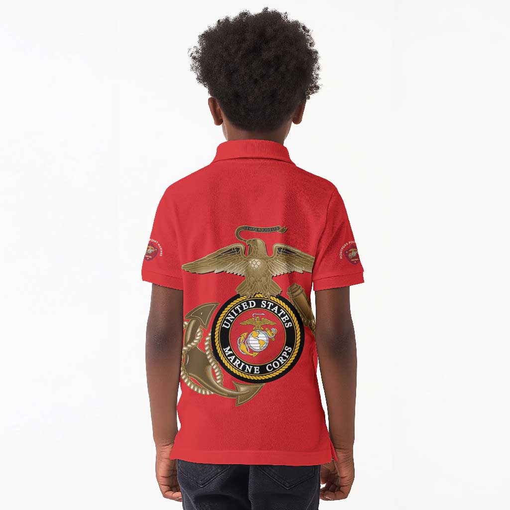 African American Heroes Kid Polo Shirt Montford Point Marines - Red - African Pride