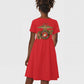 African American Heroes Kid Short Sleeve Dress Montford Point Marines - Red - African Pride