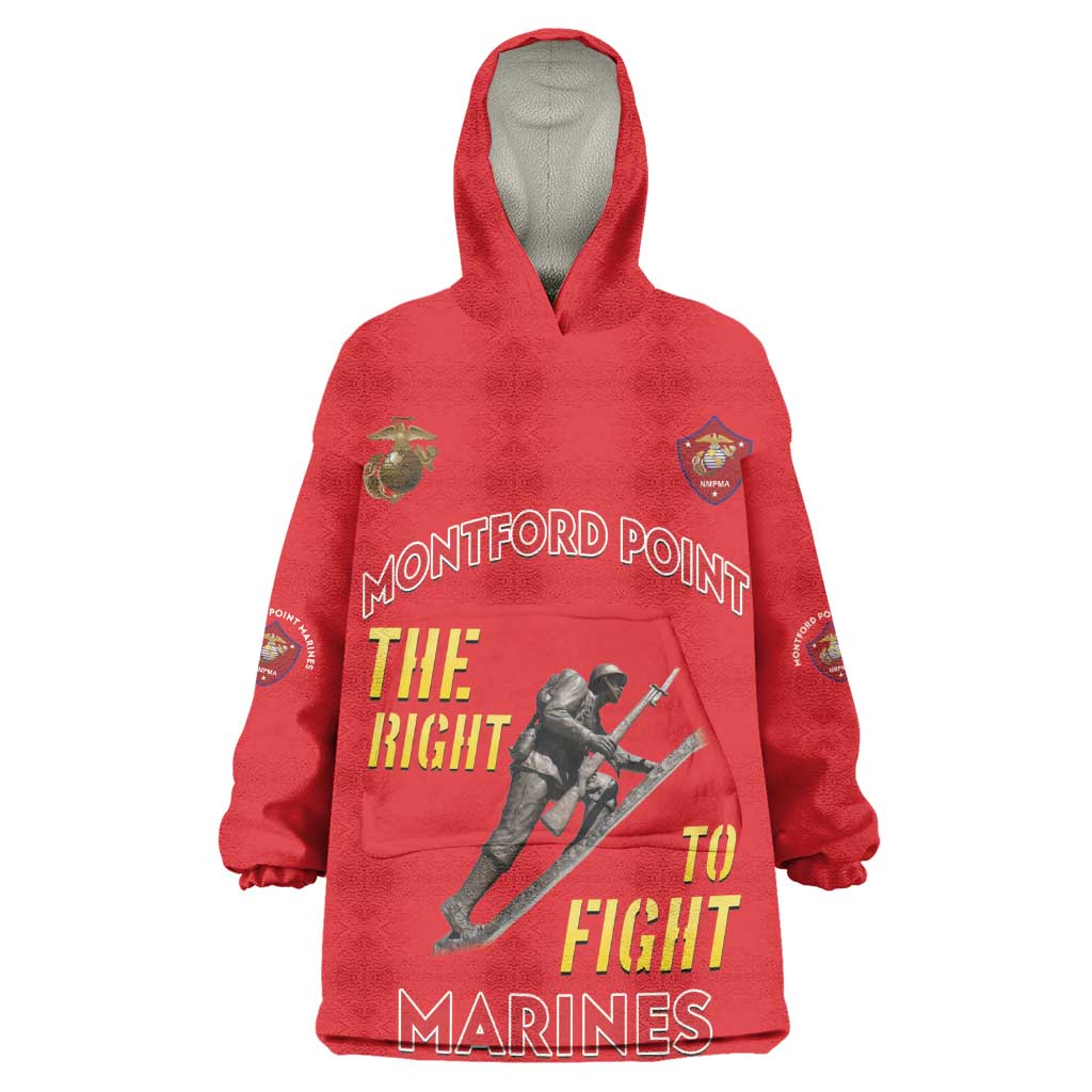 African American Heroes Kid Wearable Blanket Hoodie Montford Point Marines - Red - African Pride