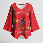 Montford Point Marines Kimono Sleeve Blouse The Right To Fight - Red