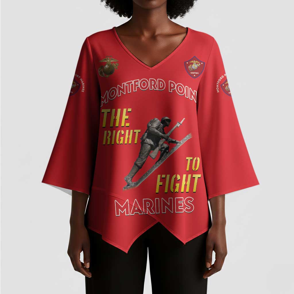 Montford Point Marines Kimono Sleeve Blouse The Right To Fight - Red