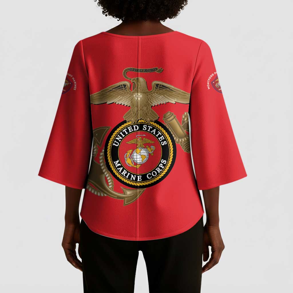 Montford Point Marines Kimono Sleeve Blouse The Right To Fight - Red
