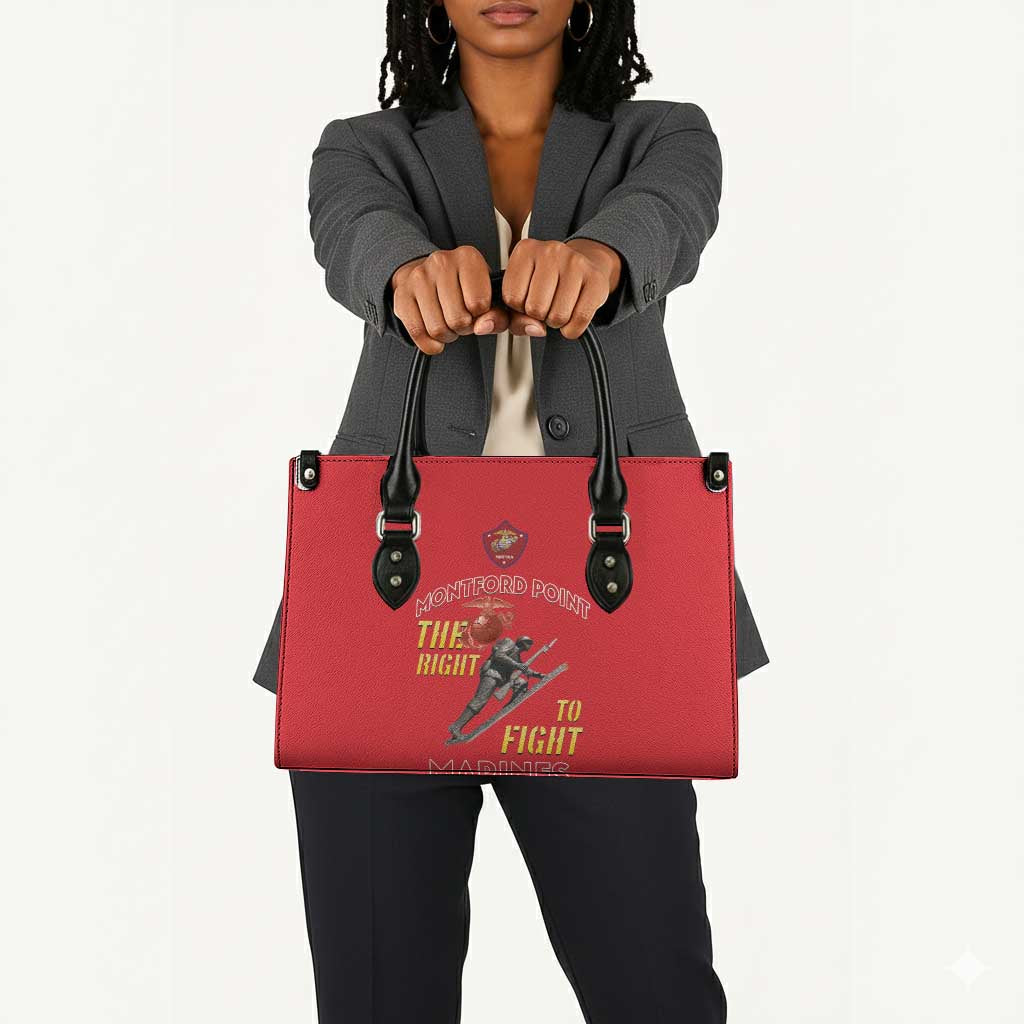 Montford Point Marines Leather Bag The Right To Fight - Red