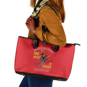 African American Heroes Leather Tote Bag Montford Point Marines - Red - African Pride