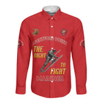 African American Heroes Long Sleeve Button Shirt Montford Point Marines - Red - African Pride