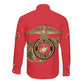 African American Heroes Long Sleeve Button Shirt Montford Point Marines - Red - African Pride