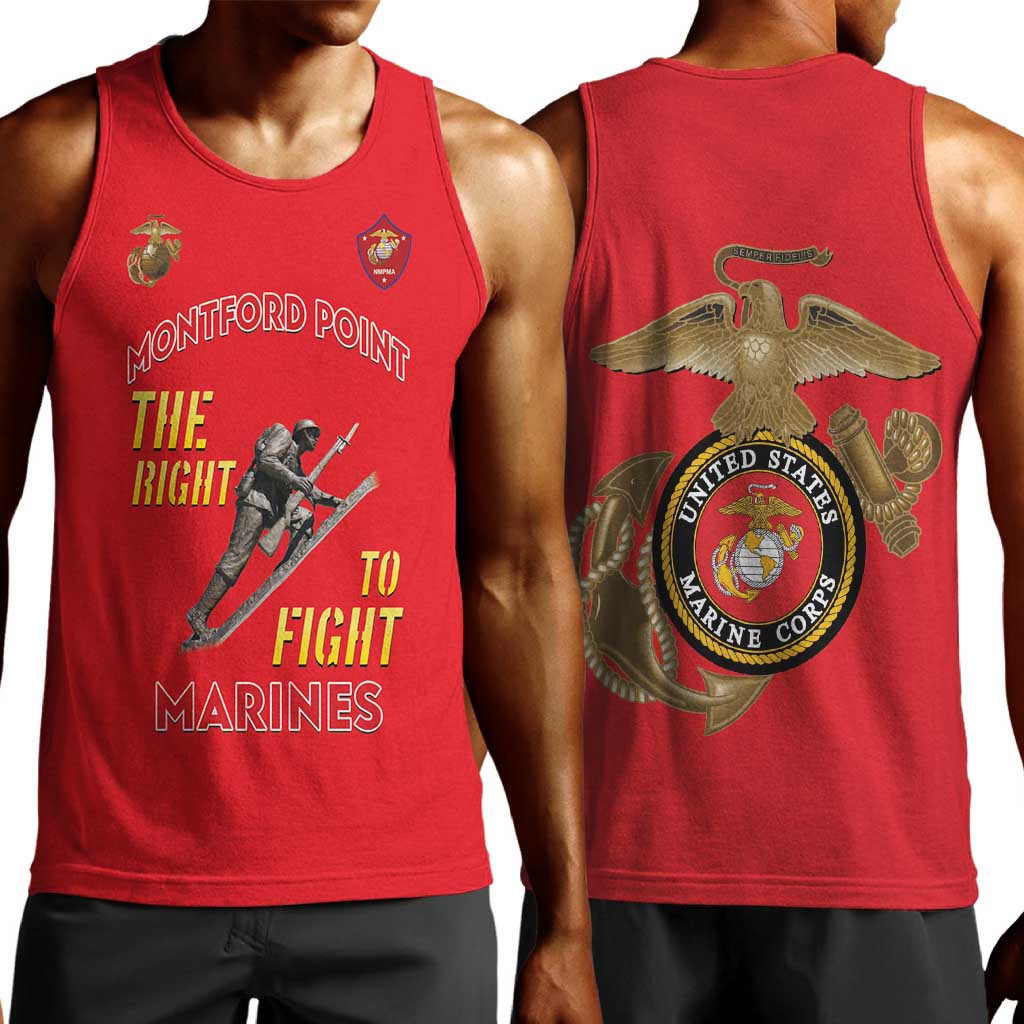 African American Heroes Men Tank Top Montford Point Marines - Red - African Pride
